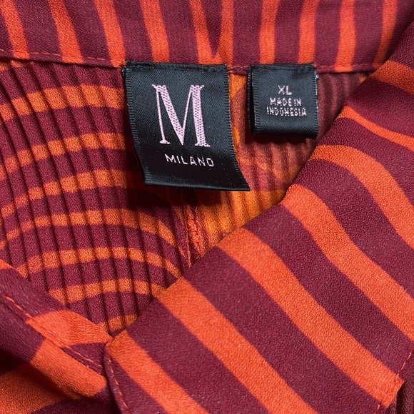 MILANO Orange Abstract Print Orange Button Down Blouse Size XL - Picture 7 of 8